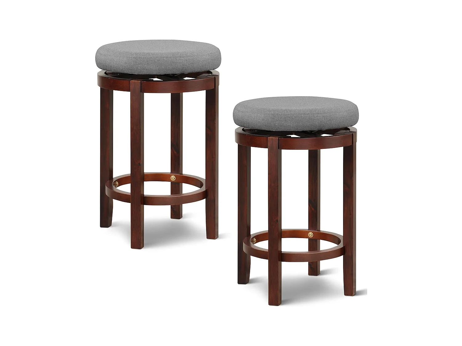 Tabouret bar lot de 2 en lin, chaise de bar pivotant avec repose-pieds