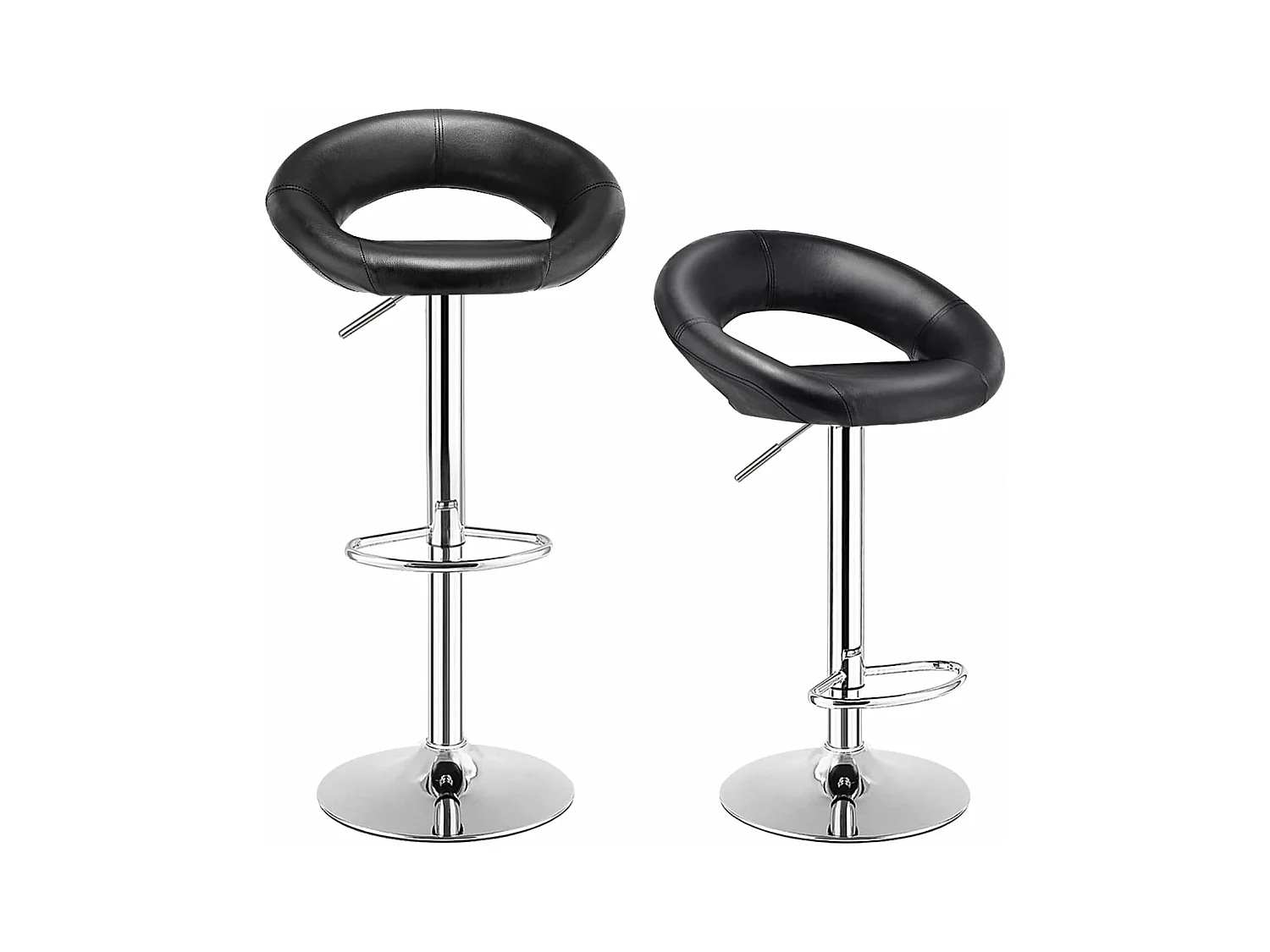 Lot de 2 Tabouret de Bar, Chaise de Bar Pivotante avec Repose-pieds, Hauteur Réglable 77-98 CM, Chaise Bar en Similicuir Moderne, Cadre en Métal, Tabouret de Cuisine pour Îlot, Bistrot
