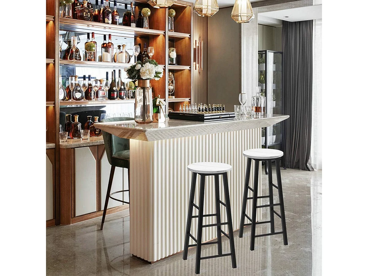 Tabourets de bar lot de 2, chaise de bar industrielle avec repose-pieds (blanc)