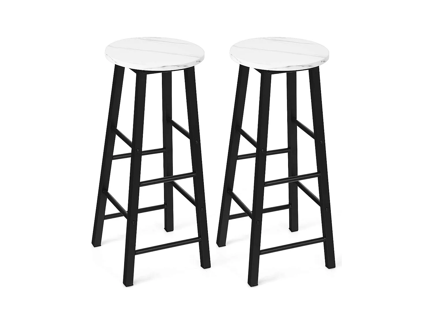 Tabourets de bar lot de 2, chaise de bar industrielle avec repose-pieds (blanc)