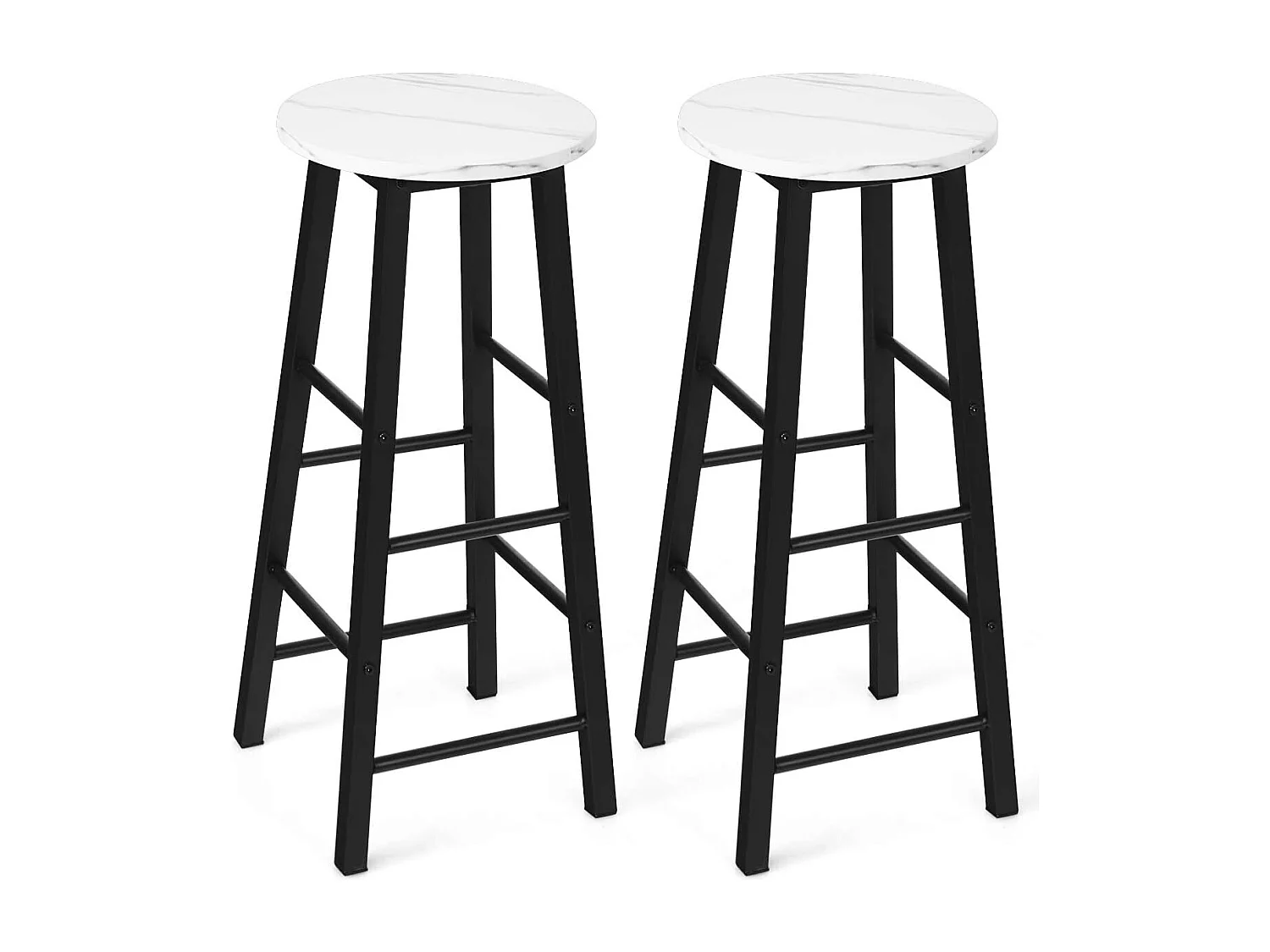 Tabourets de bar lot de 2, chaise de bar industrielle avec repose-pieds (blanc)