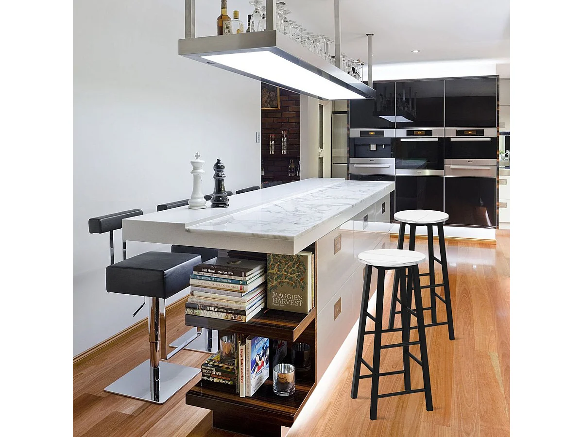 Tabourets de bar lot de 2, chaise de bar industrielle avec repose-pieds (blanc)