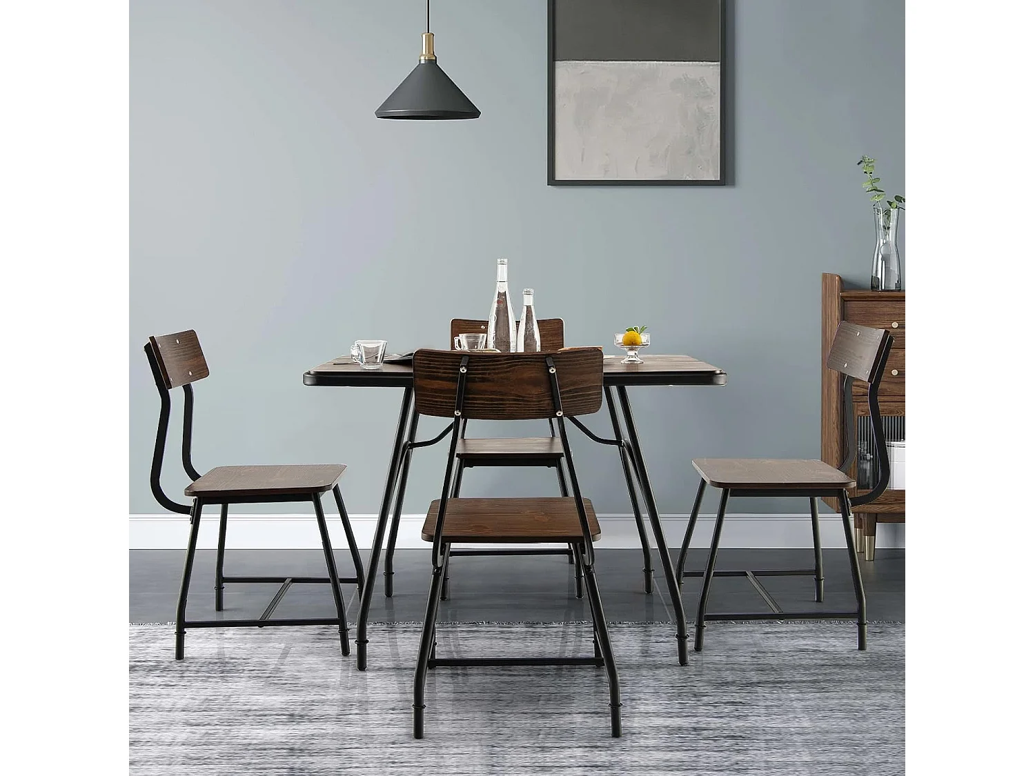 Table de Cuisine Rectangulaire, avec Structure en Métal, pour Cuisine, Coin Repas, Restaurant, Marron (1 Table)