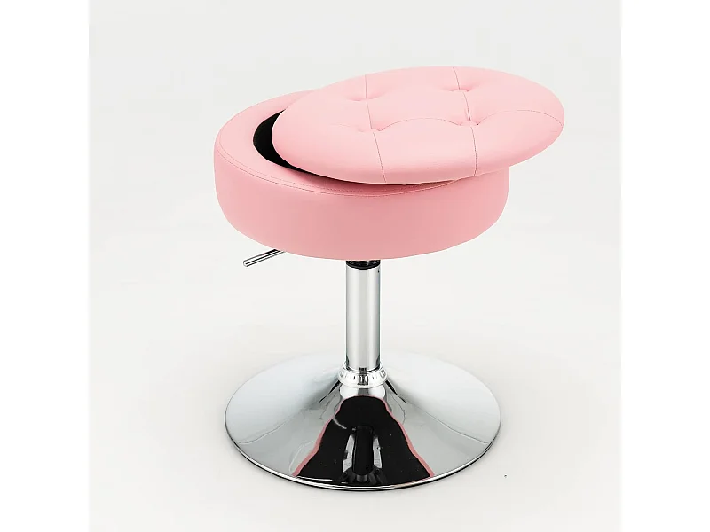 Tabouret de bar similicuir pivotante à 360° hauteur réglable 51-66 cm rose