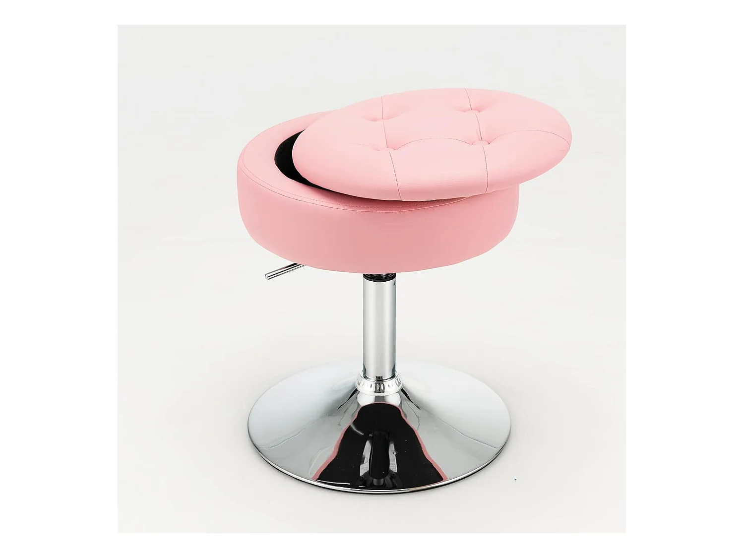 Tabouret de bar similicuir pivotante à 360° hauteur réglable 51-66 cm rose