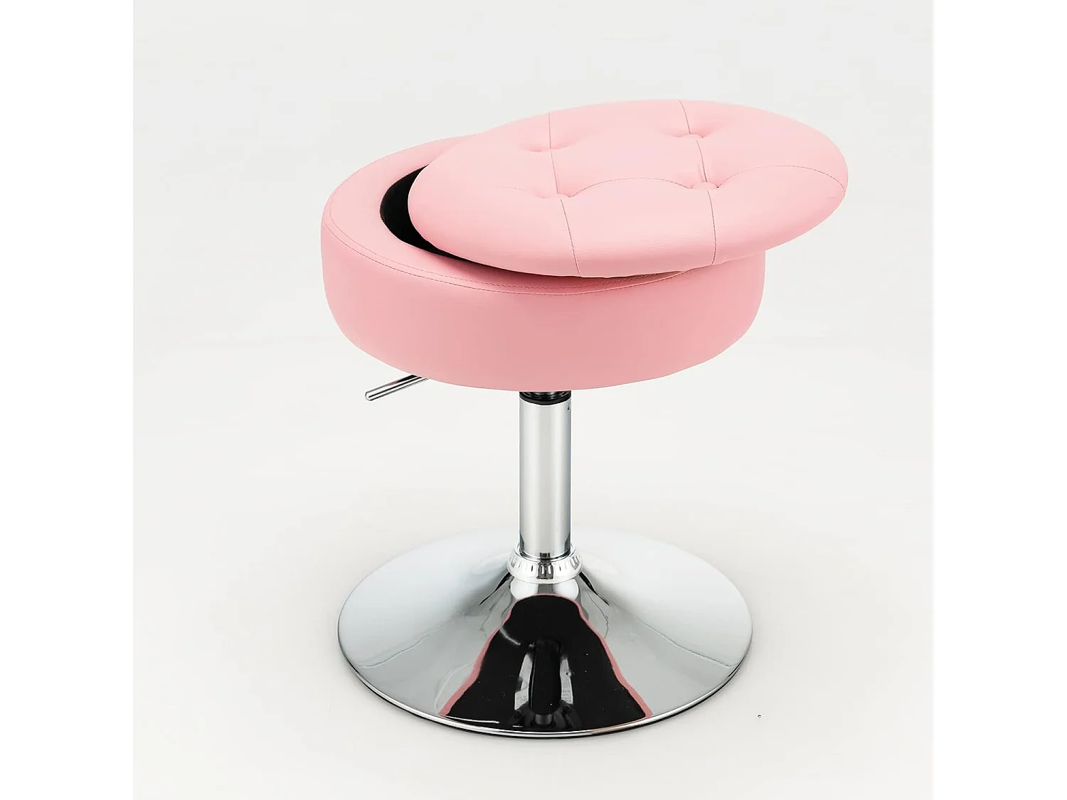 Tabouret de bar similicuir pivotante à 360° hauteur réglable 51-66 cm rose