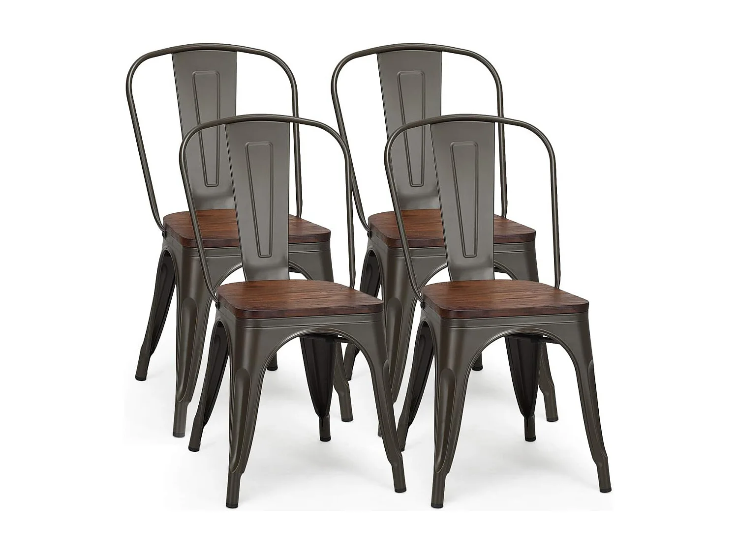 Lot 4 chaises industrielles en métal, avec dossier 52 x 44 x 84cm avec assise