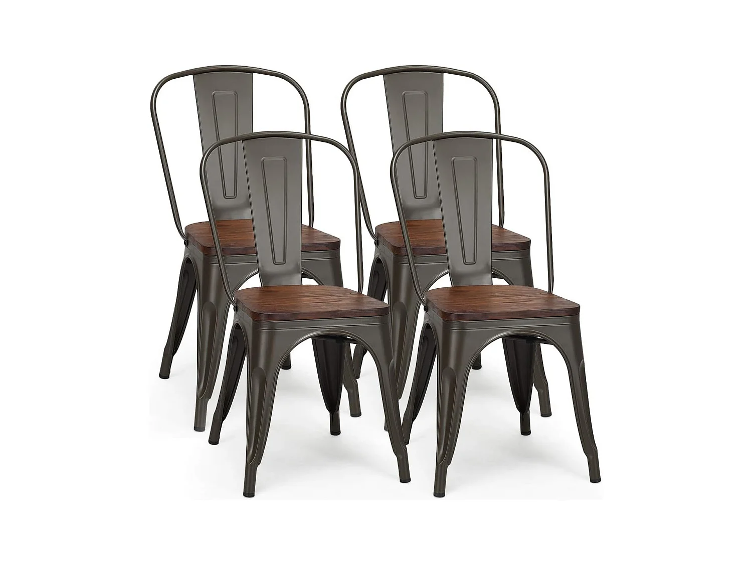 Lot 4 chaises industrielles en métal, avec dossier 52 x 44 x 84cm avec assise
