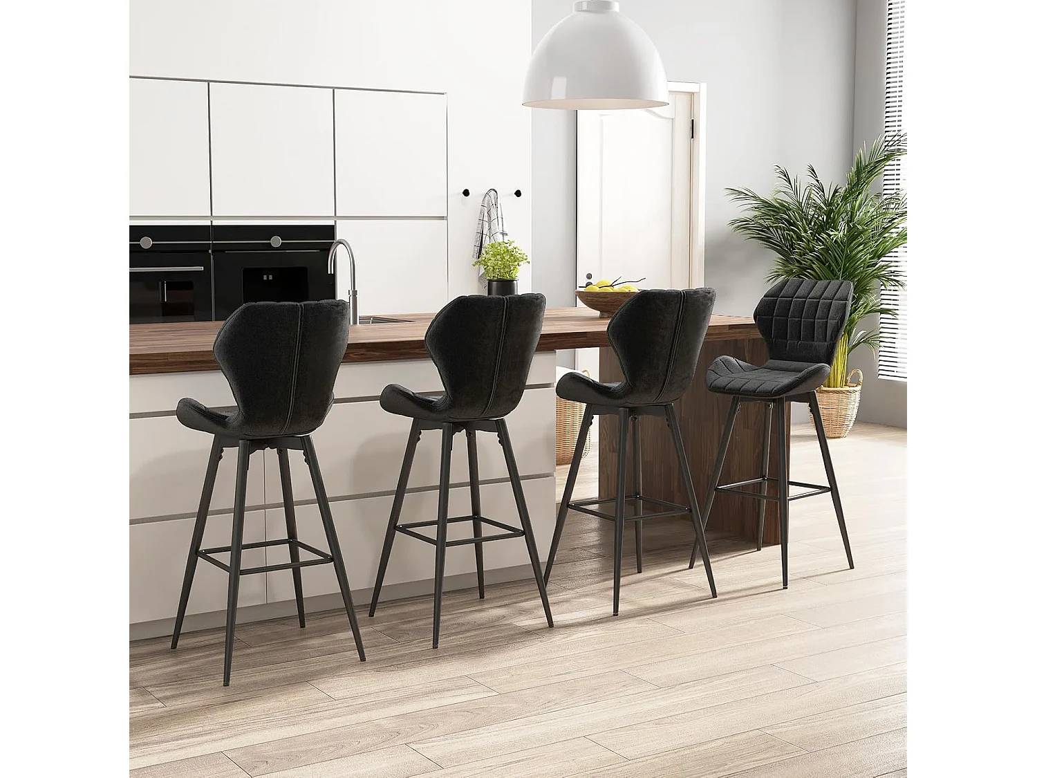 Tabouret de bar, chaise de bar lot de 2, hauteur d'assise 71,5 cm, dossier incurvé