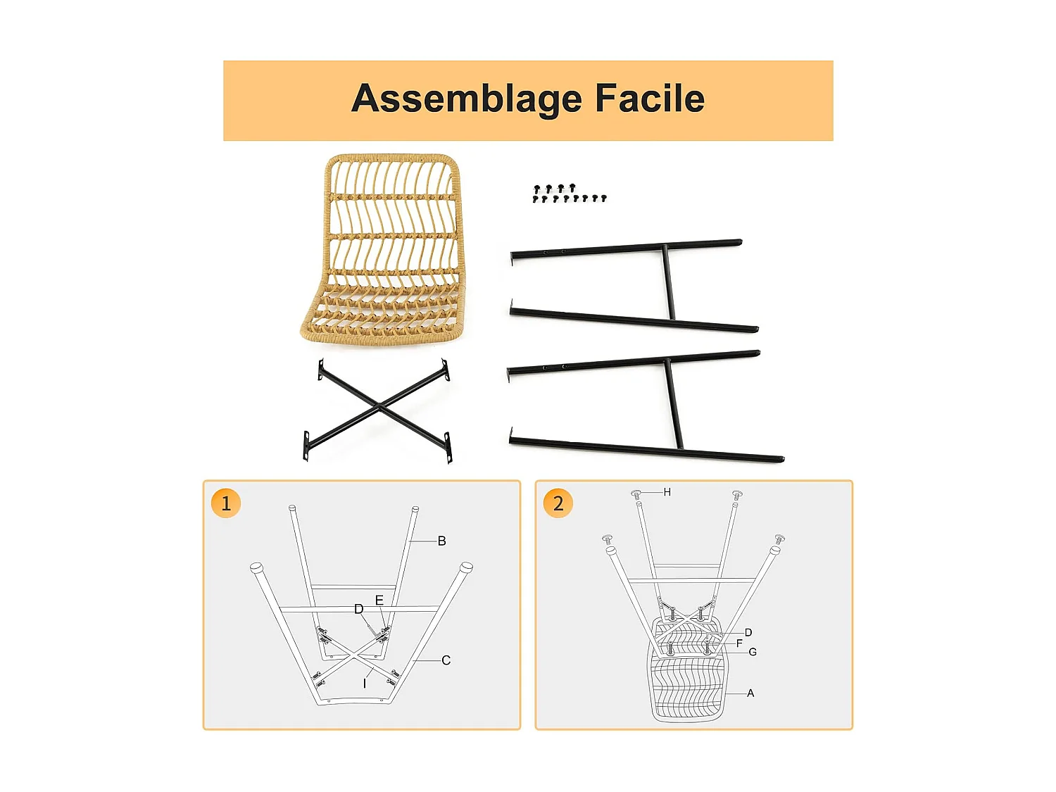 Tabourets de bar lot de 2, rotin pe, siège en cuir pu - 69 cm de haut, style naturel