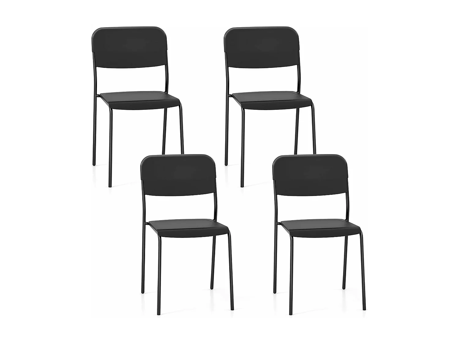 Chaise salle a manger lot de 4, chaise empilables, hauteur d'assise 46 cm (noir)