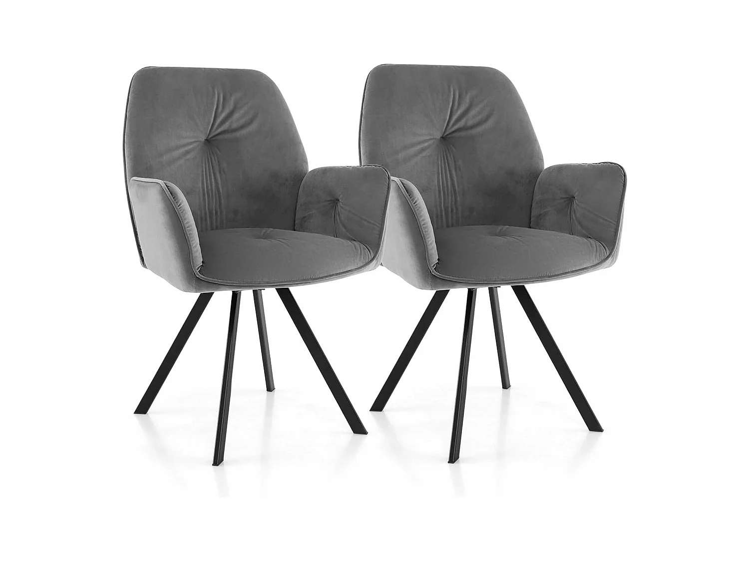 Lot de 2 chaise de salle à manger, pivotantes à 360°, charge 136kg chaque chaise, gris