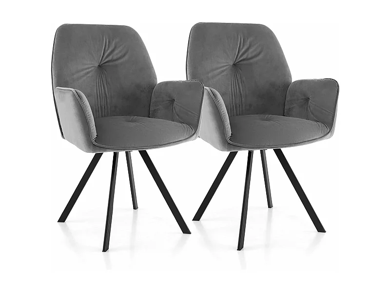 Lot de 2 chaise de salle à manger, pivotantes à 360°, charge 136kg chaque chaise, gris