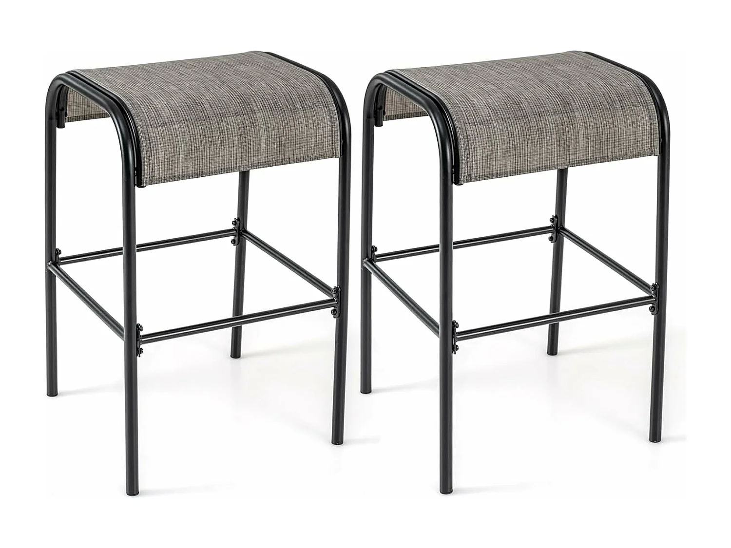 Tabourets de bar en métal,hauteur d’assise 76 cm, siège en tissu incurvé, charge 180kg