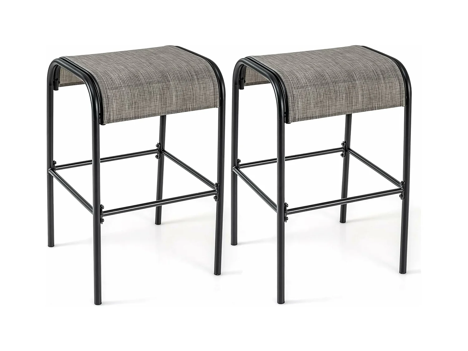 Tabourets de bar en métal,hauteur d’assise 76 cm, siège en tissu incurvé, charge 180kg
