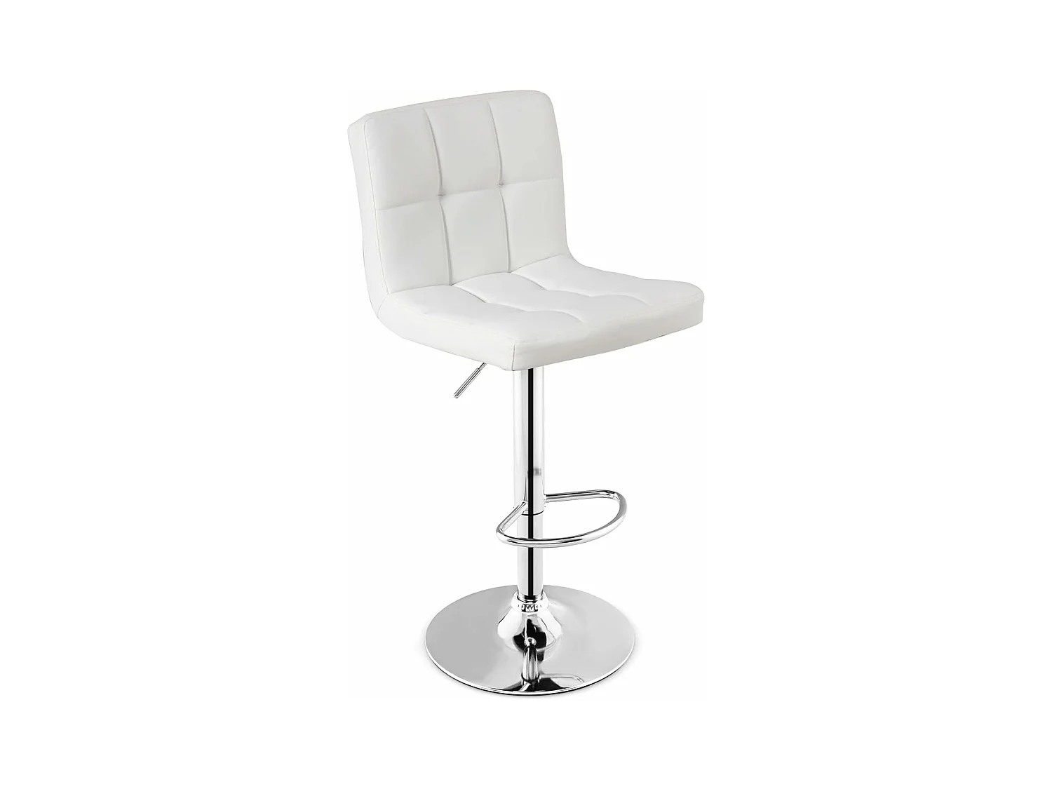 Barkruk, draaibaar, in hoogte verstelbaar 65-85 cm, voetenbankje, met rugleuning (Wit, 1)