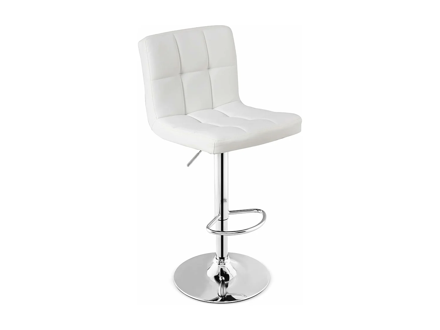Tabouret de bar, pivotante, hauteur réglable 65-85 cm, repose-pieds,avec dossier (Blanc,1)