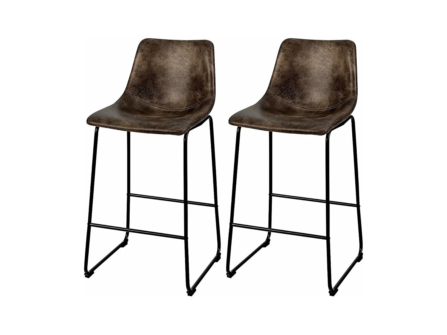 Tabourets de Bar (lot de 2), Repose-pieds, Hauteur assise 75cm, Marron Rustique