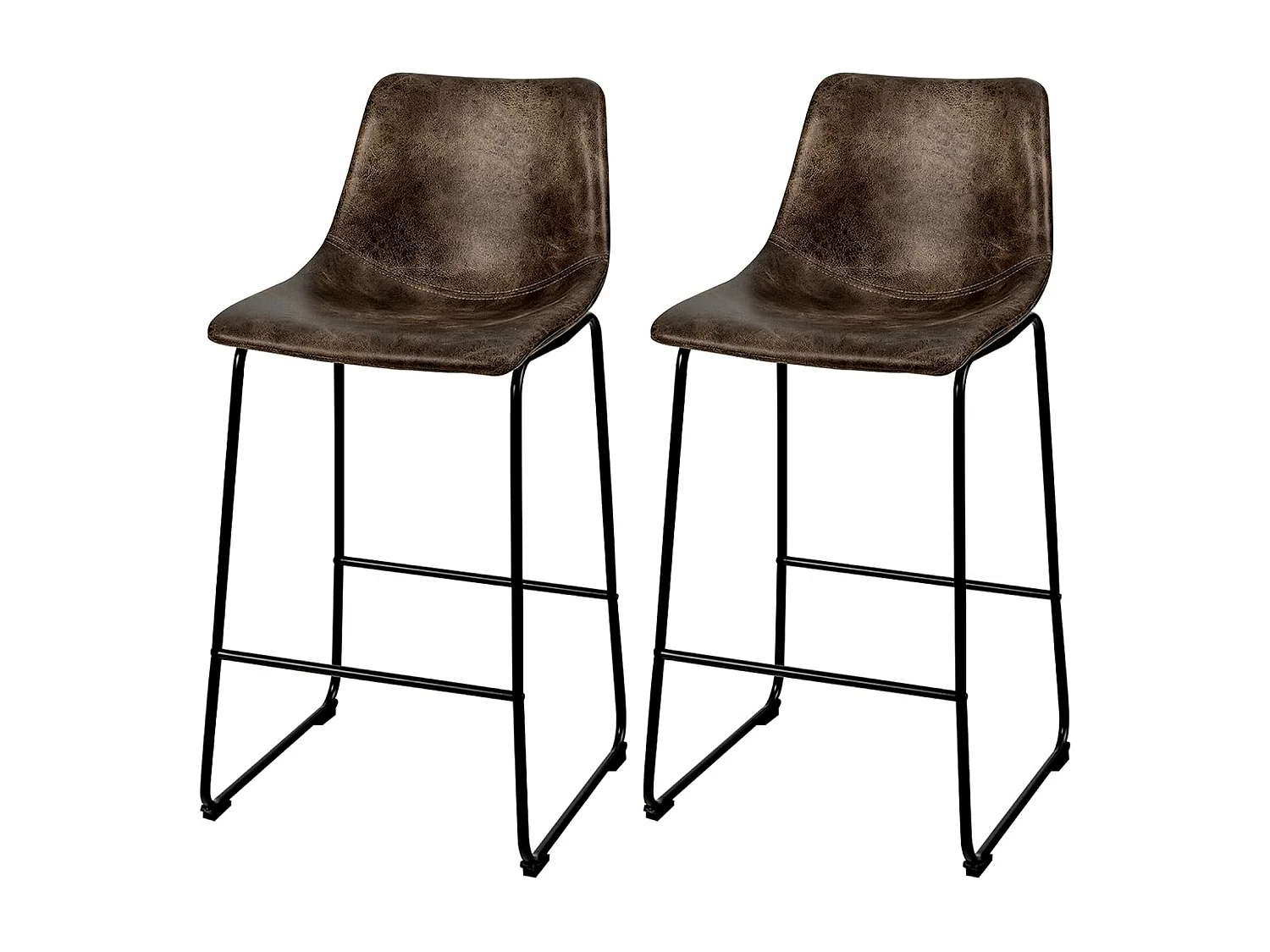 Tabourets de Bar (lot de 2), Repose-pieds, Hauteur assise 75cm, Marron Rustique