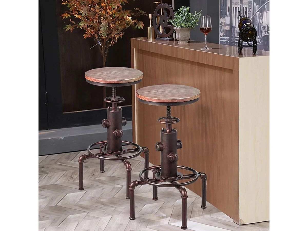 Tabouret de bar style industriel vintage,tabourets hauts, hauteur réglable 60-75cm