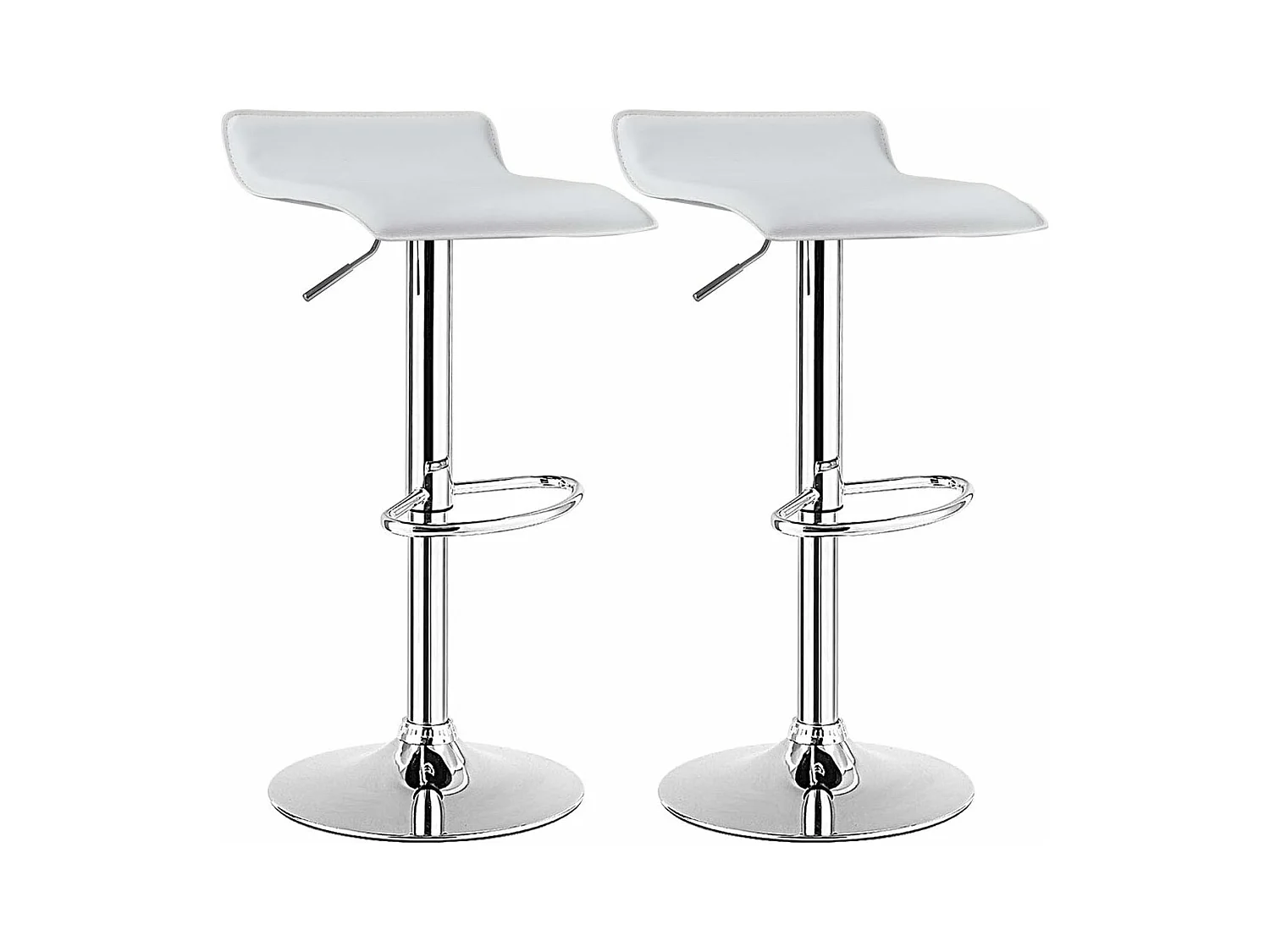 Tabouret de bar, chaise bar lot de 2, hauteur réglable, rotatif sur 360° (blanc)