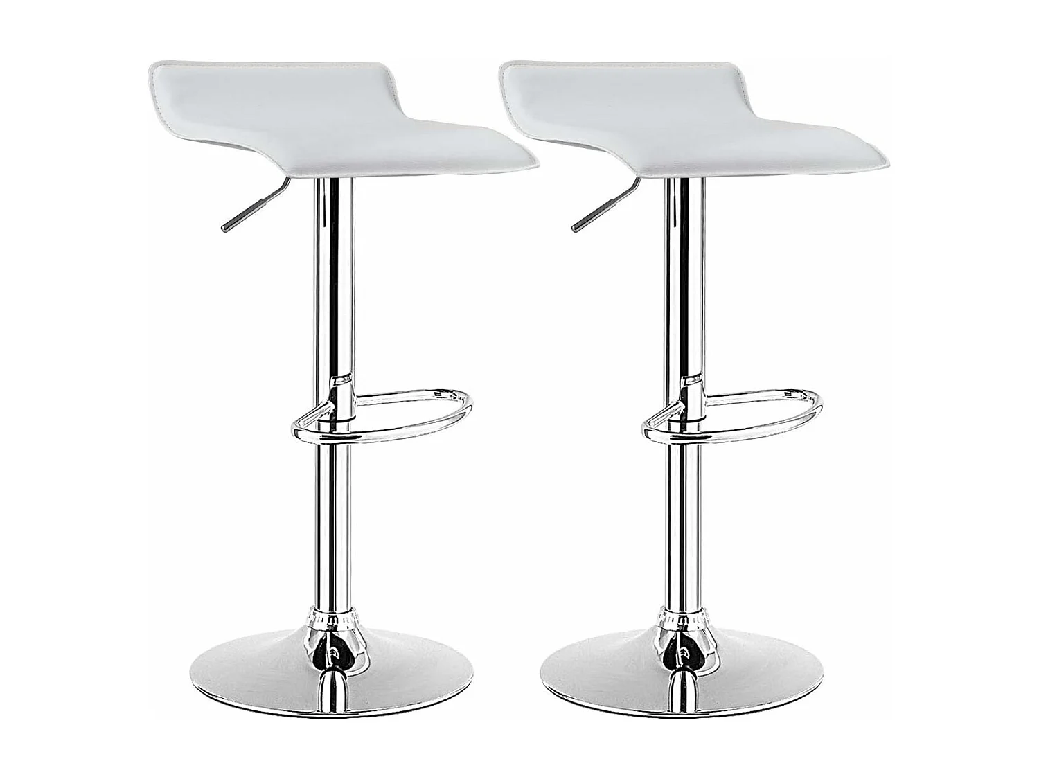 Tabouret de bar, chaise bar lot de 2, hauteur réglable, rotatif sur 360° (blanc)