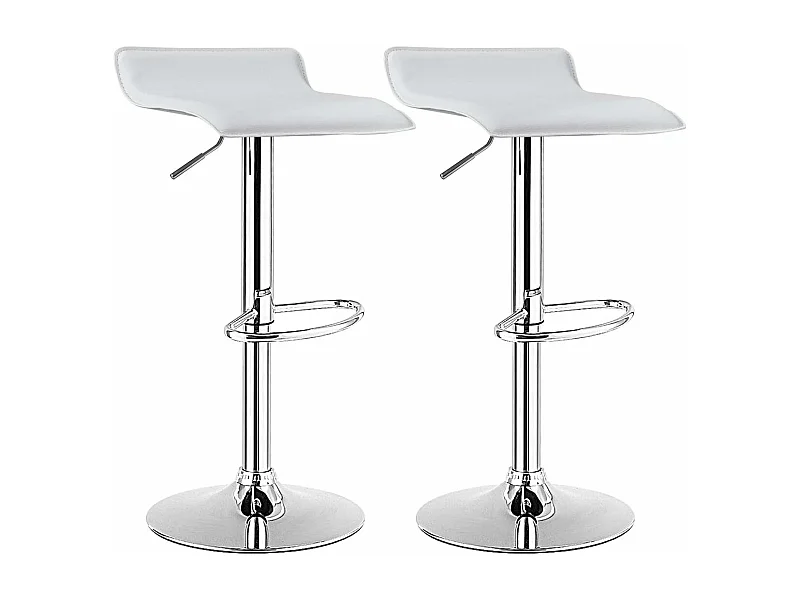 Tabouret de bar, chaise bar lot de 2, hauteur réglable, rotatif sur 360° (blanc)