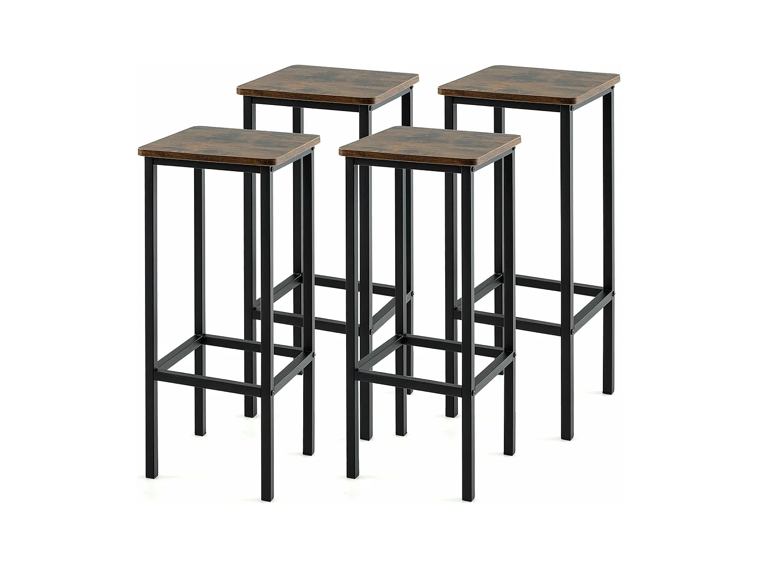 Barkruk set van 4, barstoel H72 CM, hoge barstoel met voetsteun, metalen poten, industriële barstoel voor pub, café, toonbank
