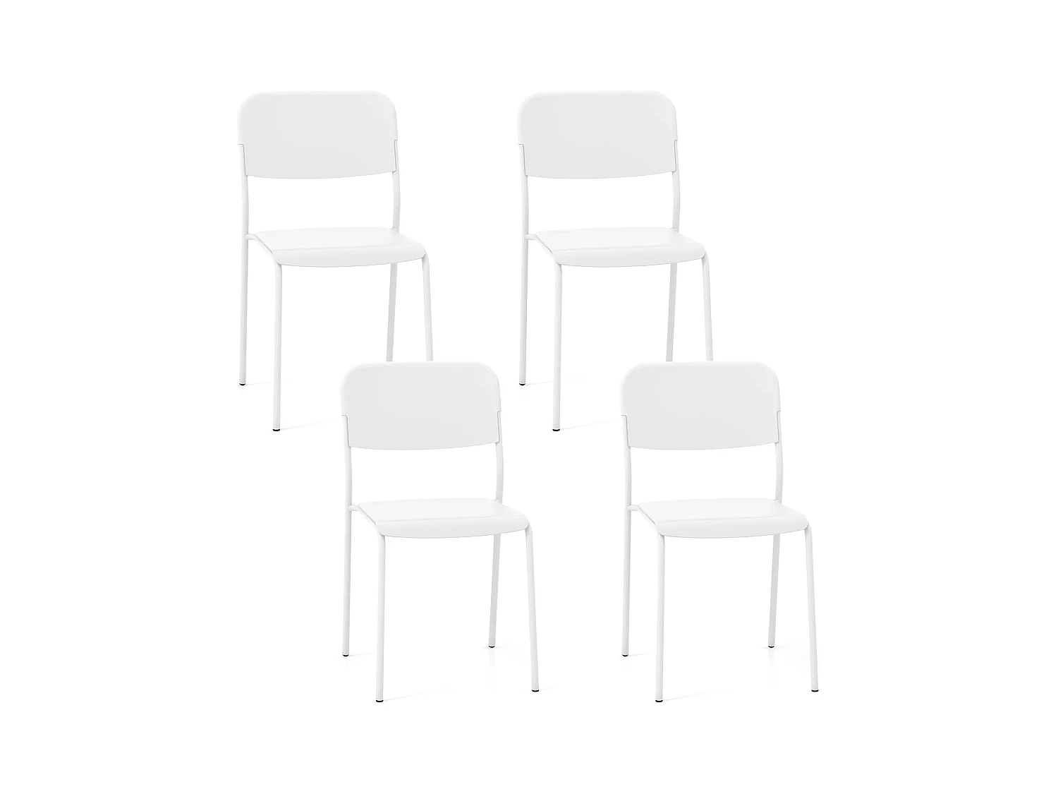 Chaise salle a manger lot de 4, chaise empilables, hauteur d'assise 46 cm (blanc)