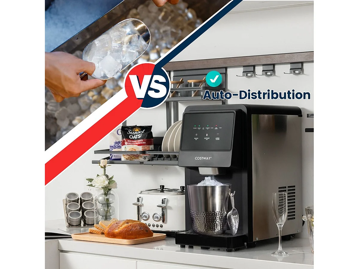 Machine à Glaçons 27kg/24h Machine à Pépites à Affichage LED de Comptoir avec Capteur Infrarouge et Autonettoyant Stockage de glace : 4 kg