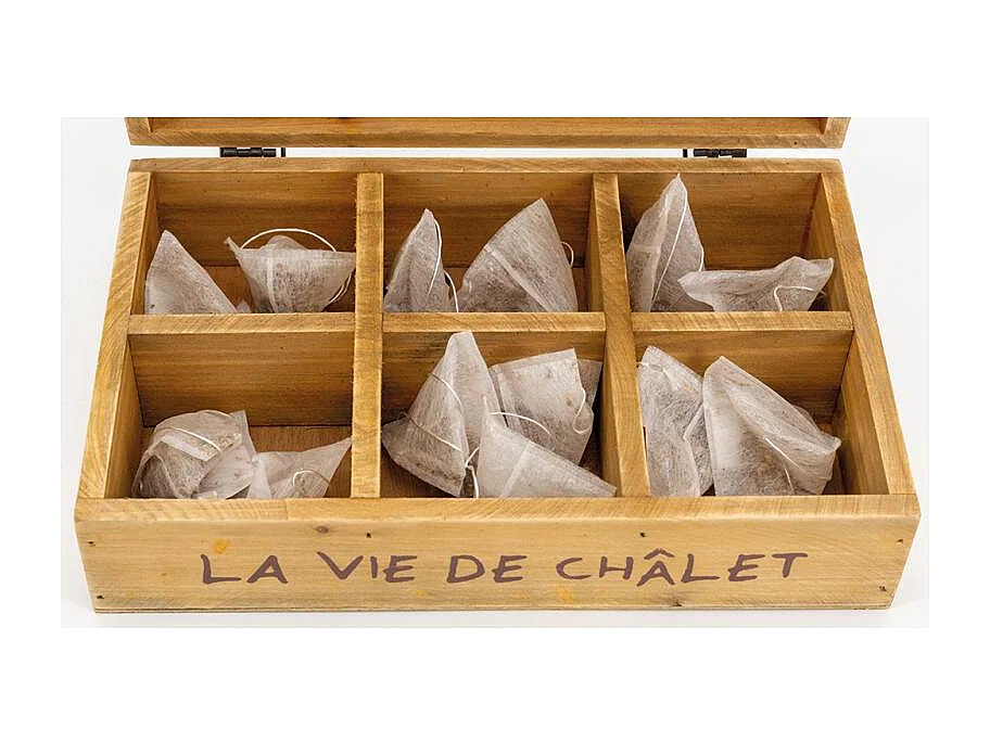 Boîte à thé en pin "La vie de Chalet"