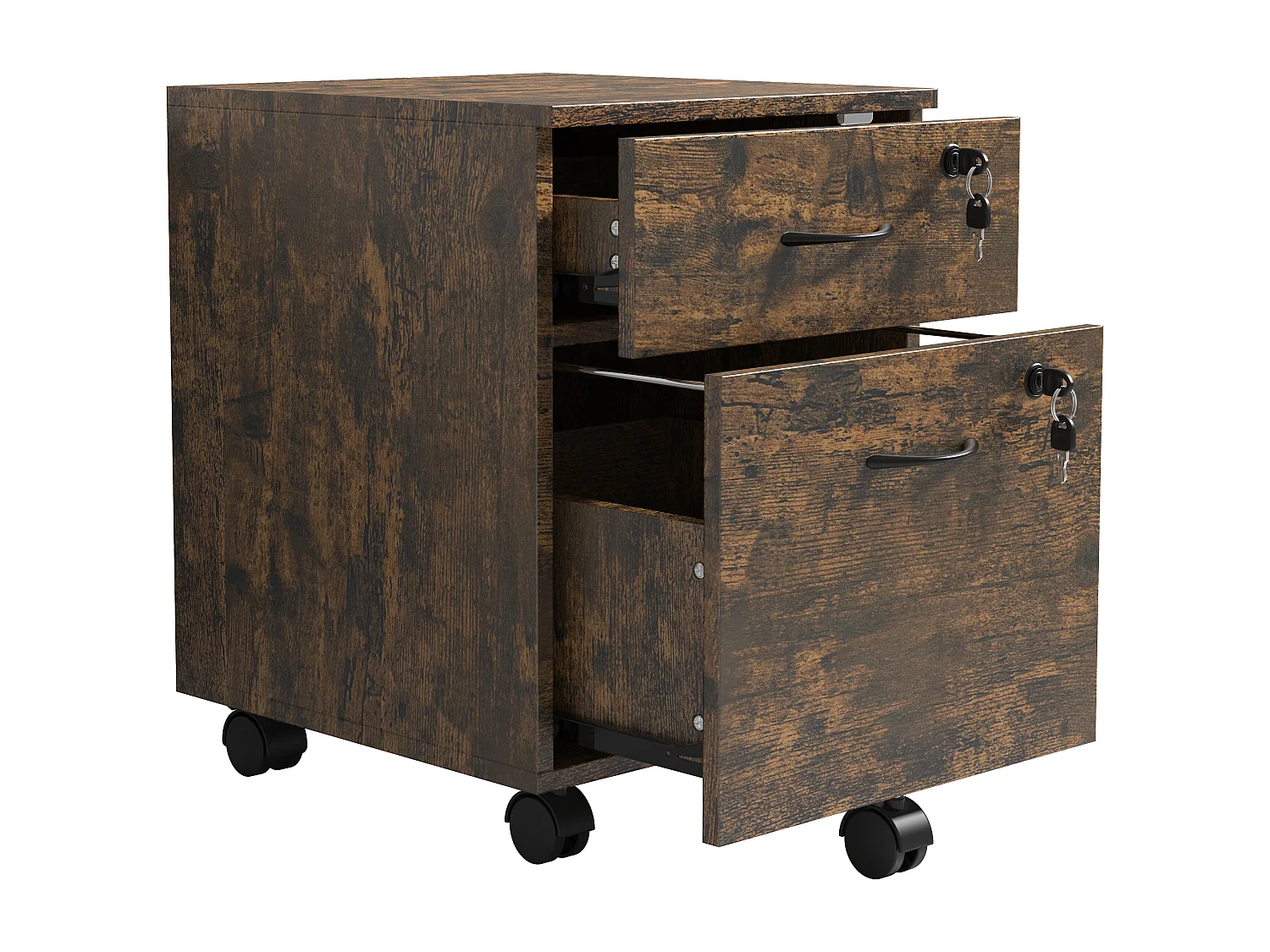 VCM Roll Container | Recipiente lateral com duas gavetas | Dimensões aprox. A. 55 x L. 40 x P. 44 cm | Armário para escritório - Baula M (Vintage Oak)