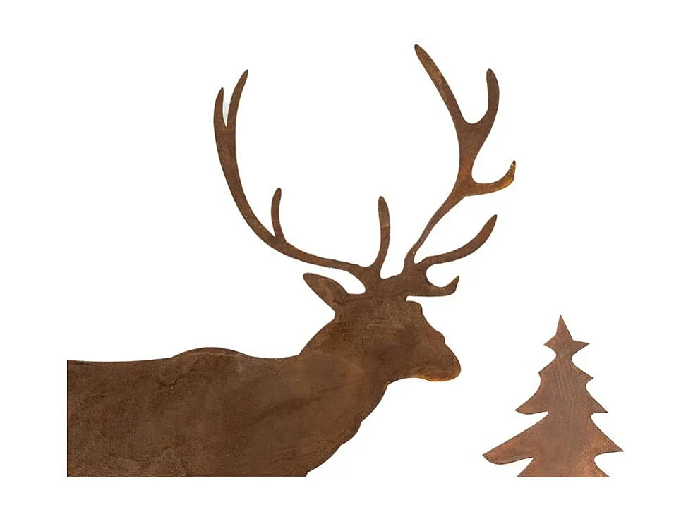 Décor de table en Bois et Métal Cerf et Sapins