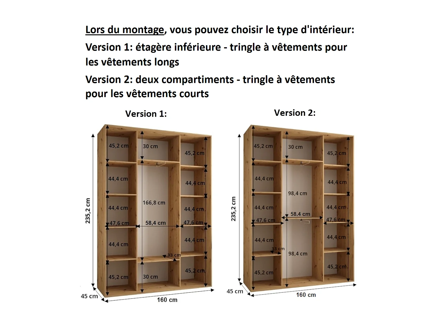 ARMOIRE DAVOS 10 À PORTES COULISSANTES 235,2/160/45 3 portes