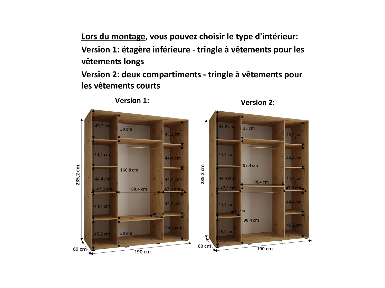 ARMOIRE DAVOS 10 À PORTES COULISSANTES 235,2/190/60 3 portes