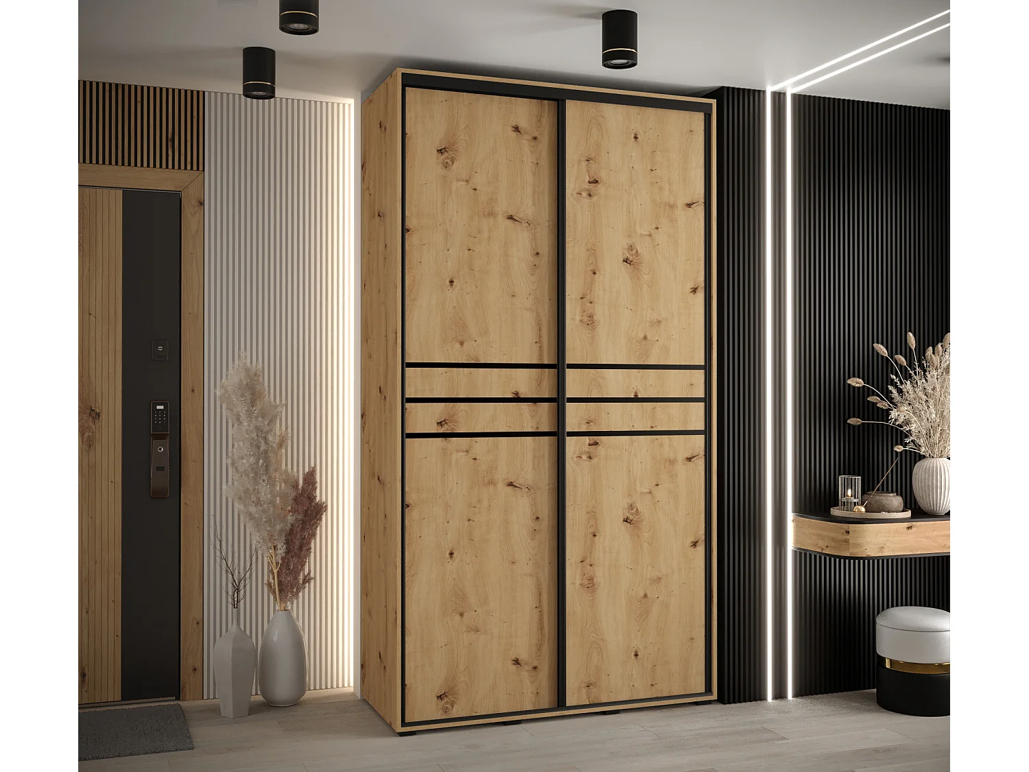 ARMOIRE DAVOS 10 À PORTES COULISSANTES 235,2/140/60 2 portes