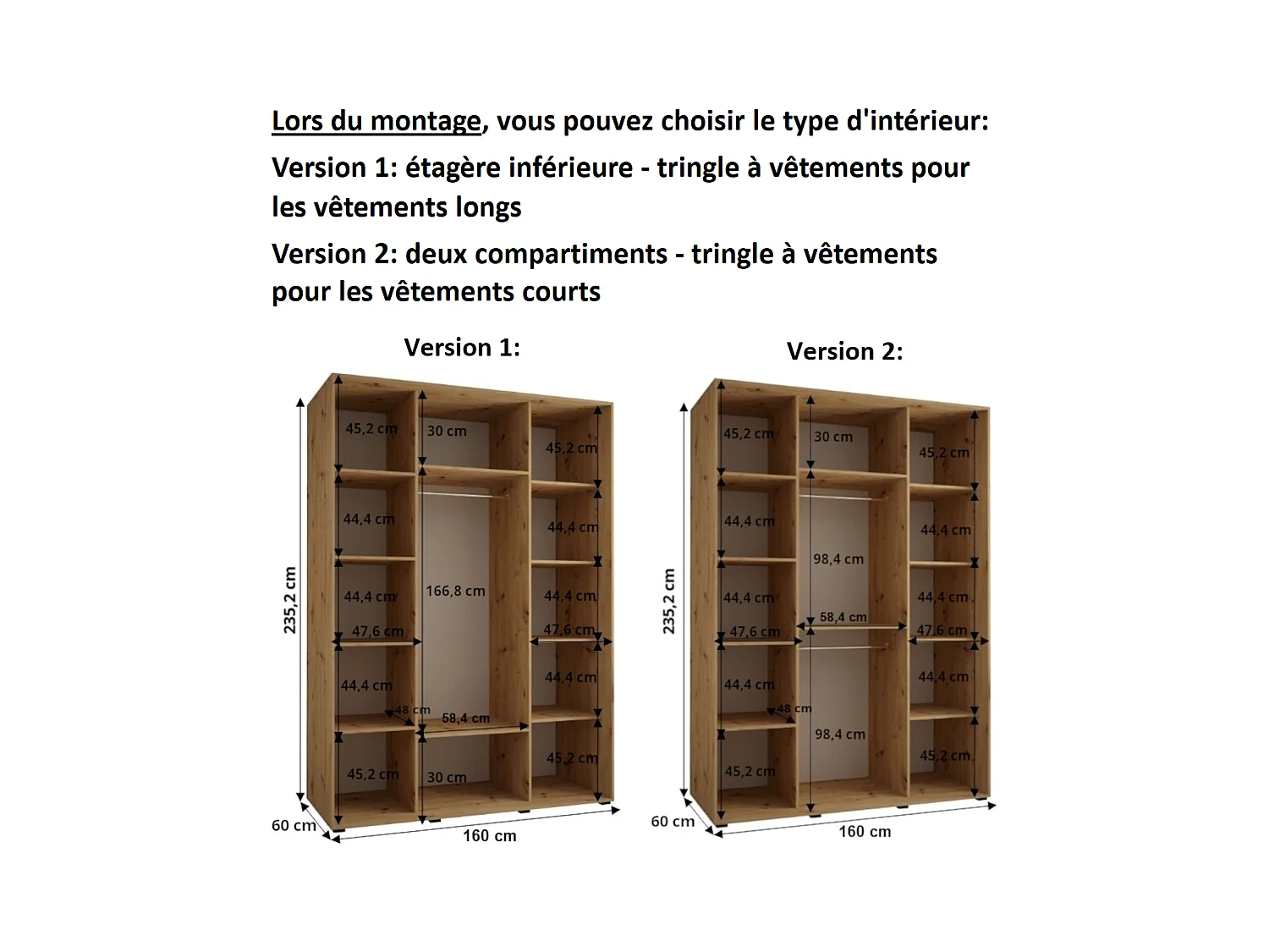 ARMOIRE DAVOS 12 À PORTES COULISSANTES 235,2/160/60 3 portes