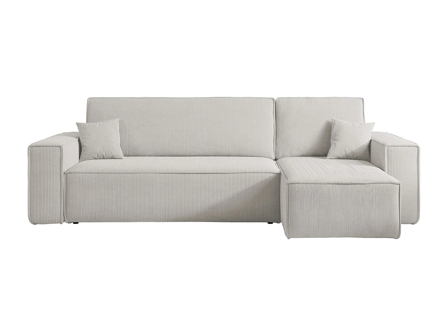 Canapé d'angle L réversible - en velours côtelé beige clair - SCARLO