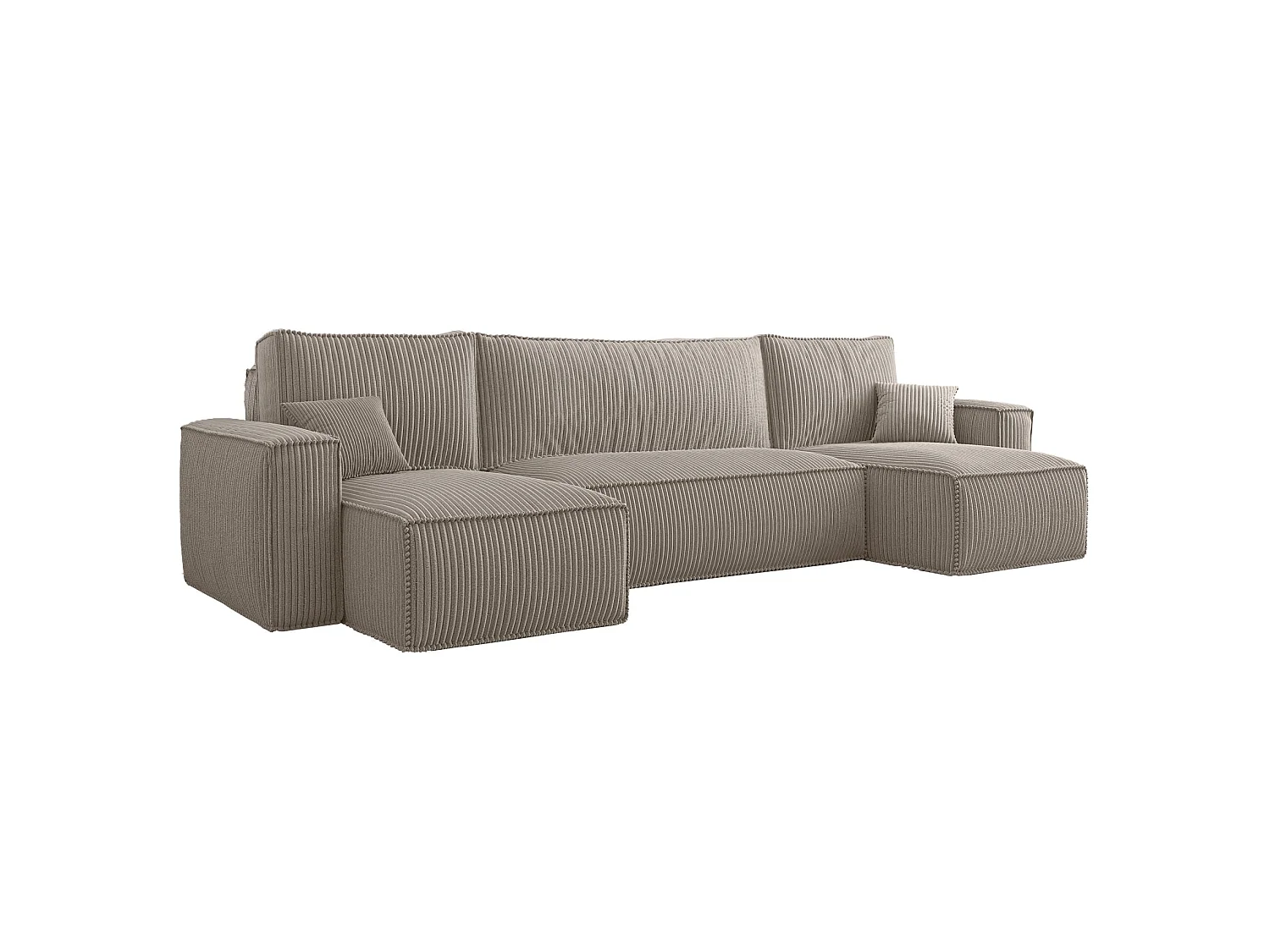 U-Form-Sofa mit Schlaffunktion - Cordbezug in Beige - SCARLO U