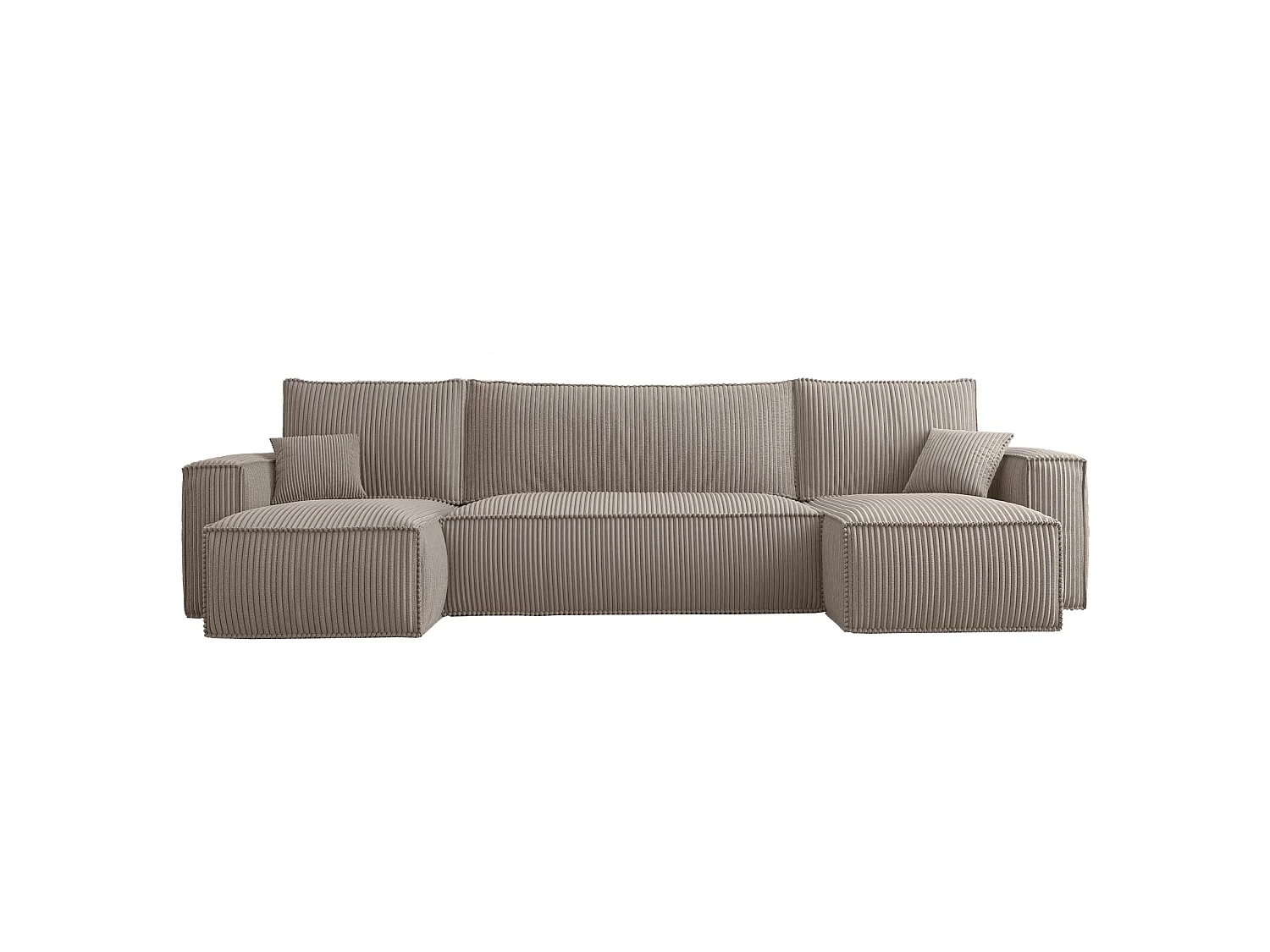 U-Form-Sofa mit Schlaffunktion - Cordbezug in Beige - SCARLO U