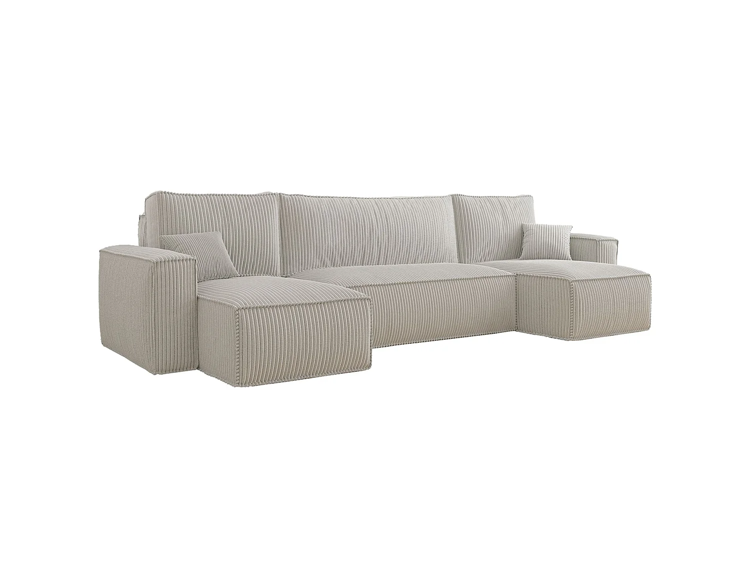 Omvormbare U-vormige hoekbank - in lichtbeige corduroy - SCARLO