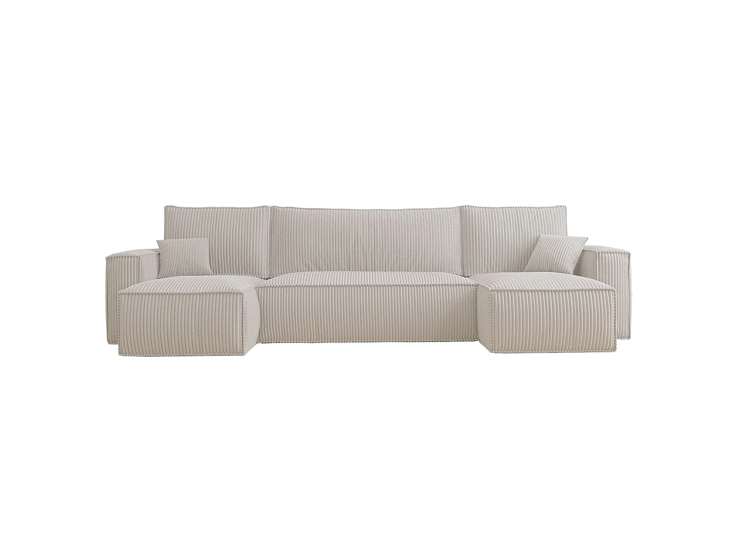 Omvormbare U-vormige hoekbank - in lichtbeige corduroy - SCARLO