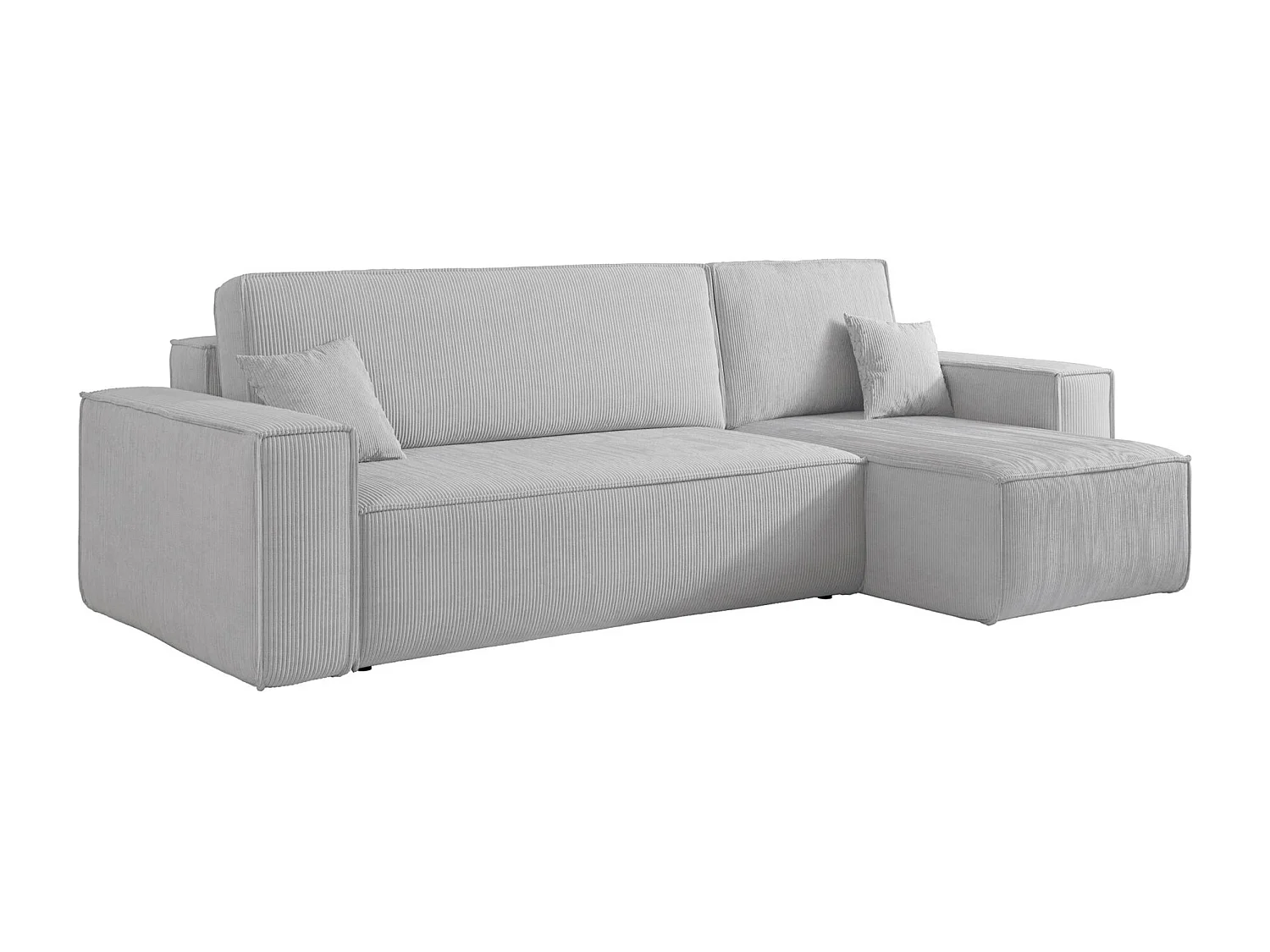 Canapé d'angle L réversible - en velours côtelé gris - SCARLO