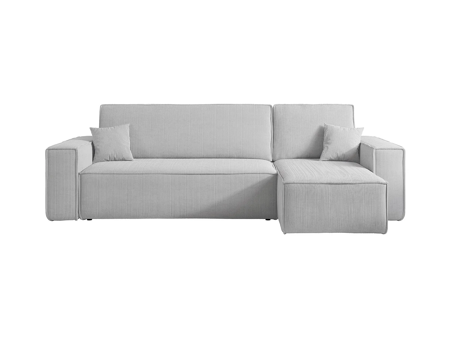 Canapé d'angle L réversible - en velours côtelé gris - SCARLO