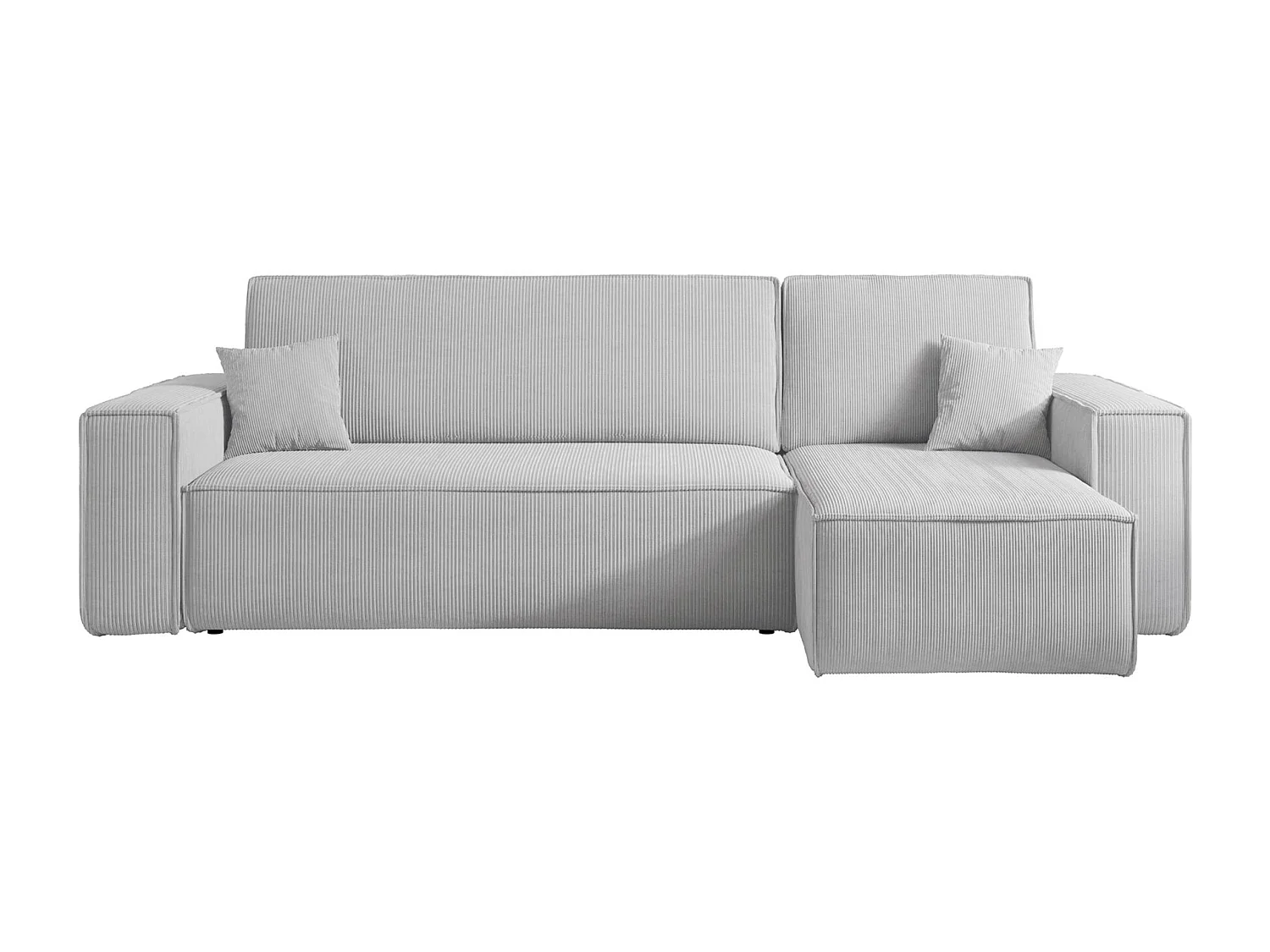 Canapé d'angle L réversible - en velours côtelé gris - SCARLO