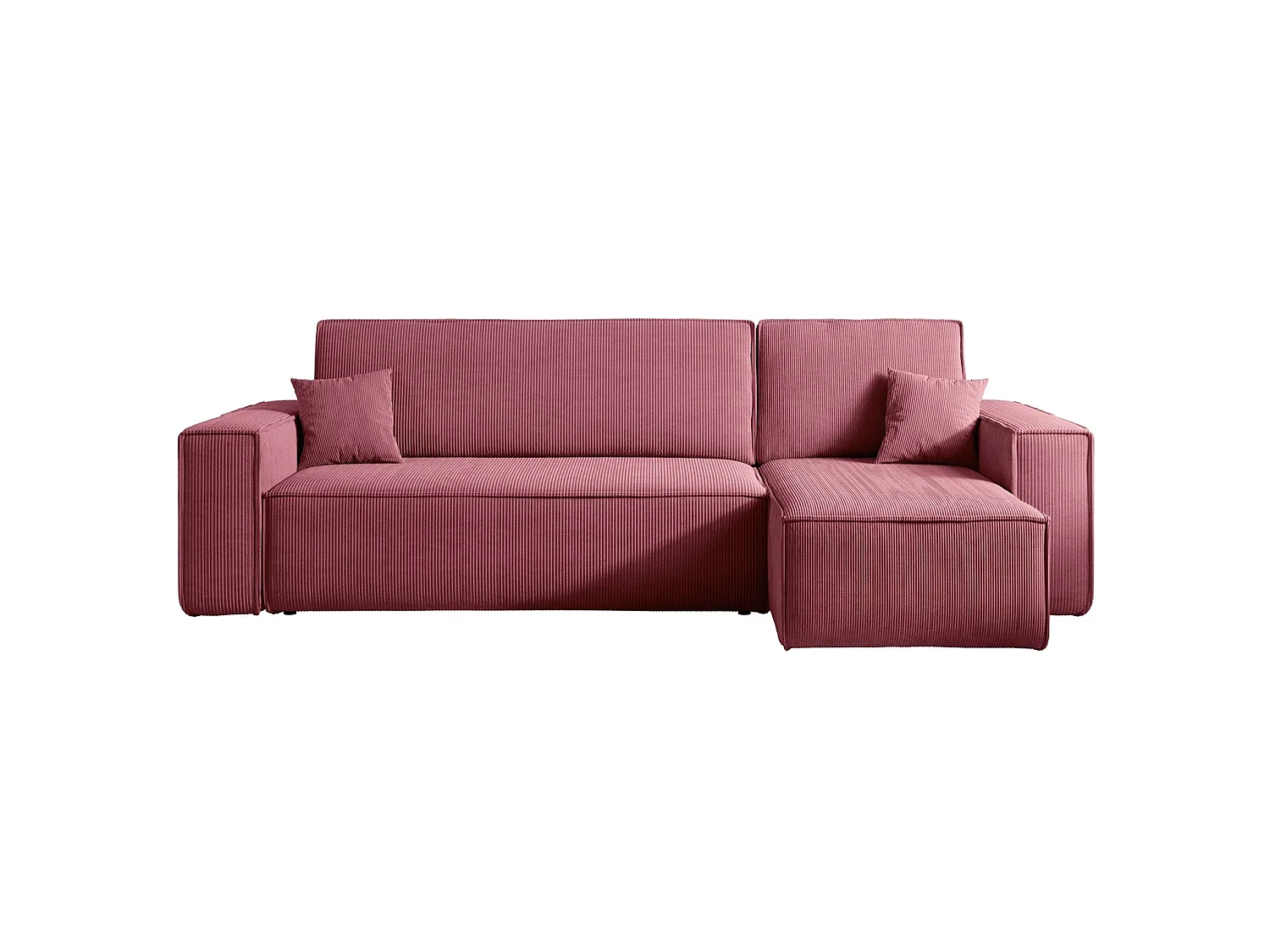 Canapé d'angle L réversible - en velours côtelé rose foncé - SCARLO