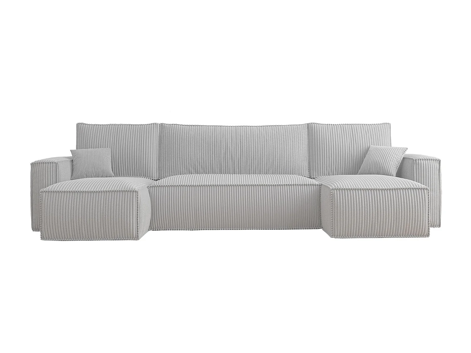 Canapé d'angle U convertible - en velours côtelé gris - SCARLO