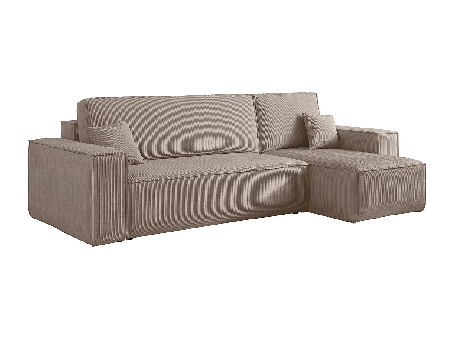 Omkeerbare L-vormige hoekbank - in beige corduroy - SCARLO