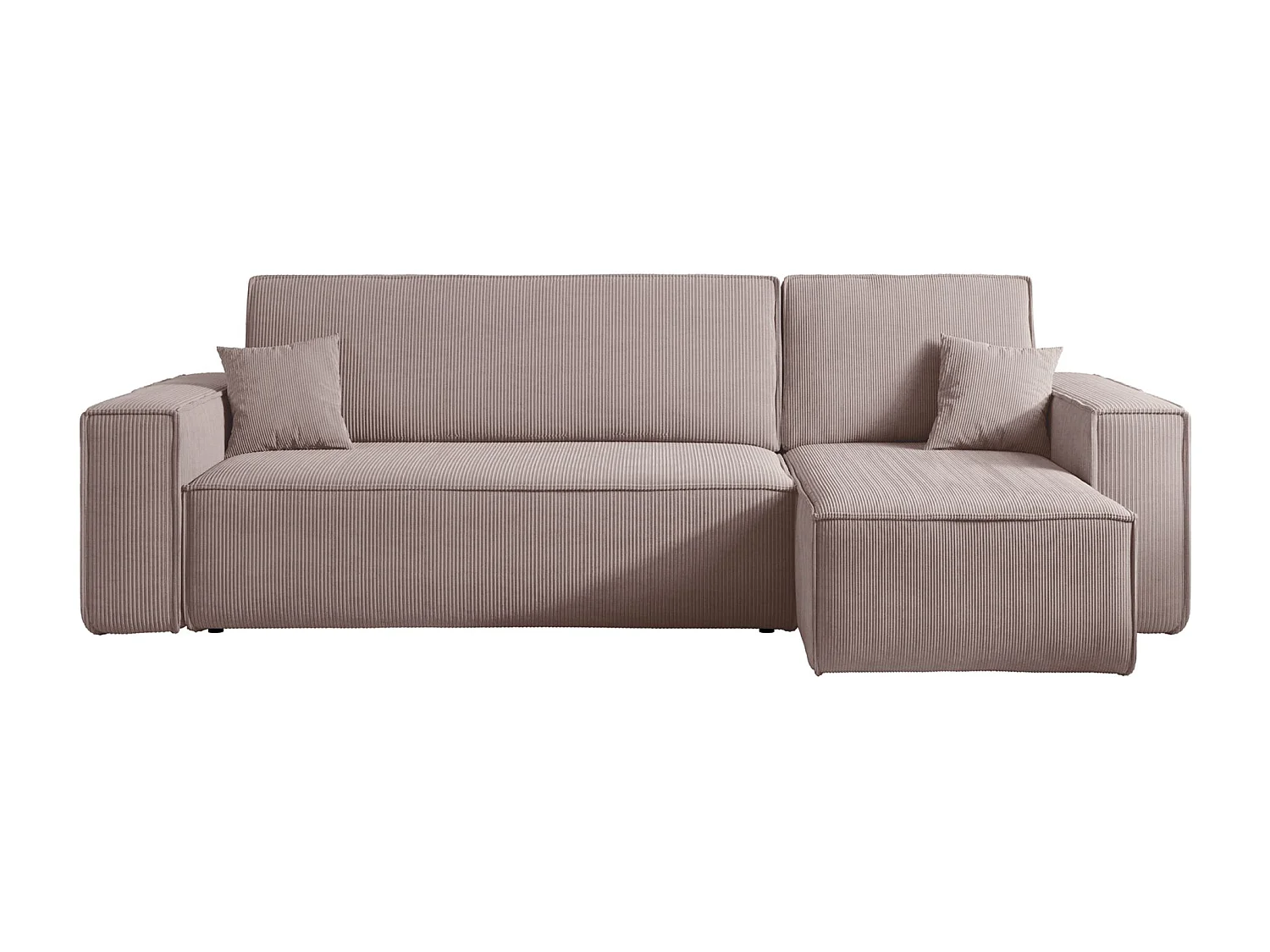 Canapé d'angle L réversible - en velours côtelé beige - SCARLO