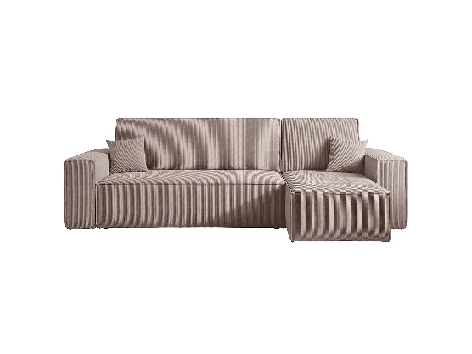 Canapé d'angle L réversible - en velours côtelé beige - SCARLO